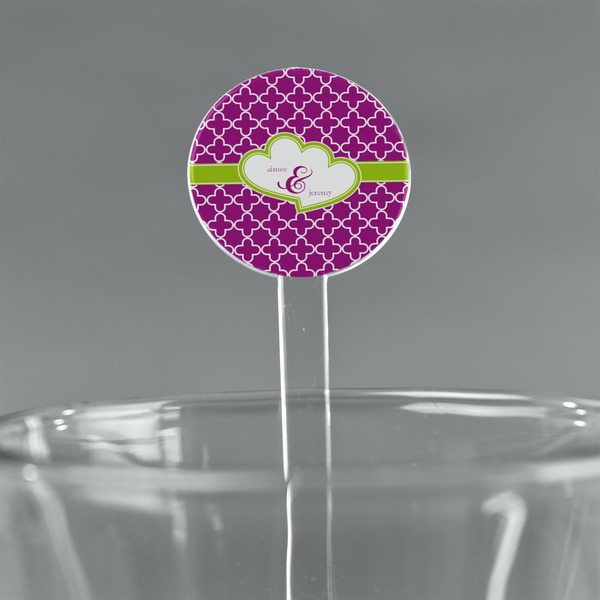 Custom Clover 5.5" Round Plastic Stir Sticks - Clear (Personalized)