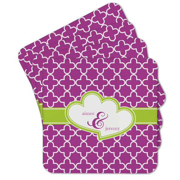 Custom Clover Cork Coaster - Set of 4 w/ Couple's Names
