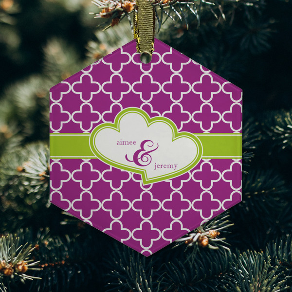 Clover Frosted Glass Ornament - Hexagon (Lifestyle)