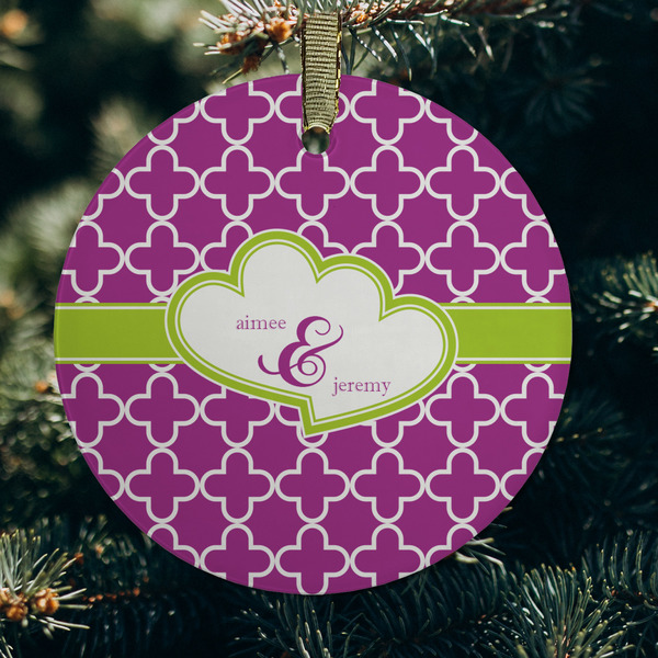 Clover Frosted Glass Ornament - Round (Lifestyle)