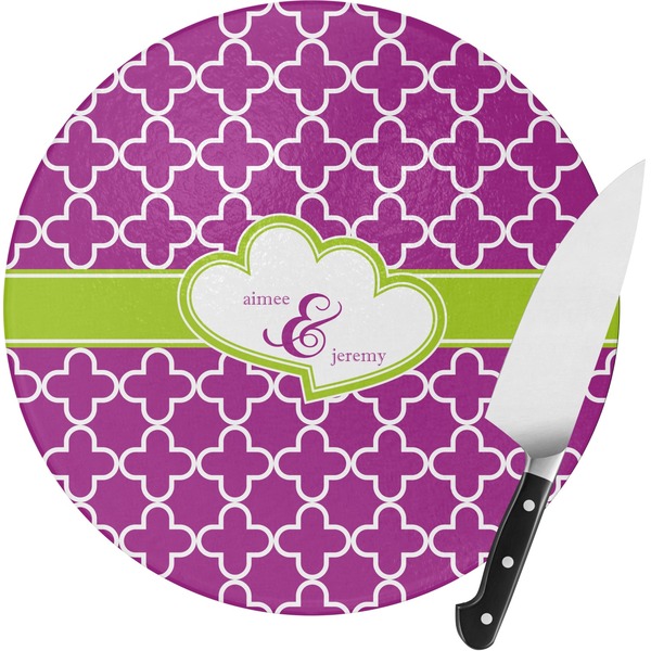 Custom Clover Round Glass Cutting Board - Medium (Personalized)