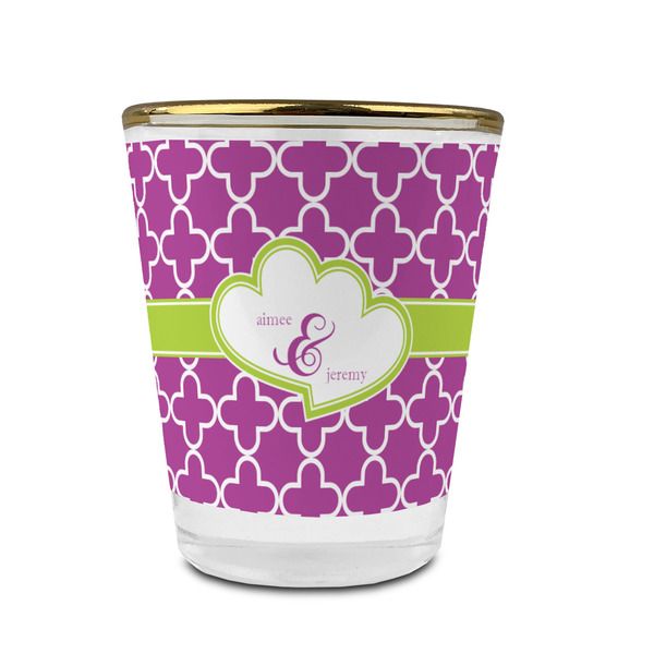 Clover Glass Shot Glass - With gold rim - FRONT