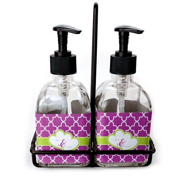 Custom Clover Glass Soap & Lotion Bottle Set (Personalized)