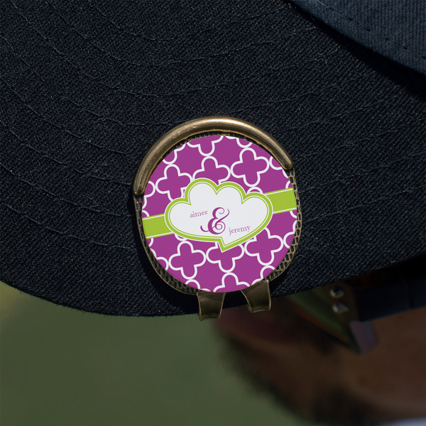 Clover Golf Ball Marker Hat Clip - Gold - On Hat