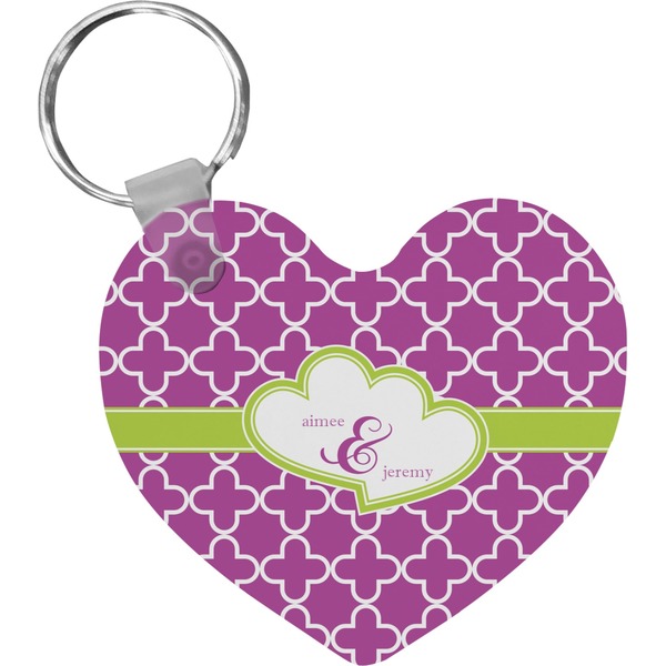 Custom Clover Heart Plastic Keychain w/ Couple's Names