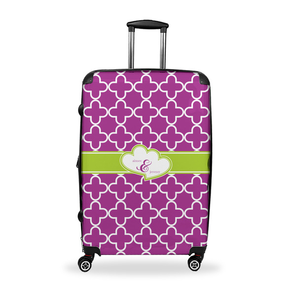 Custom Clover Suitcase - 28" Large - Checked w/ Couple's Names