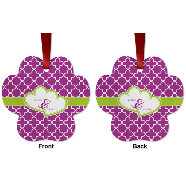 Clover Metal Paw Ornament - Front and Back