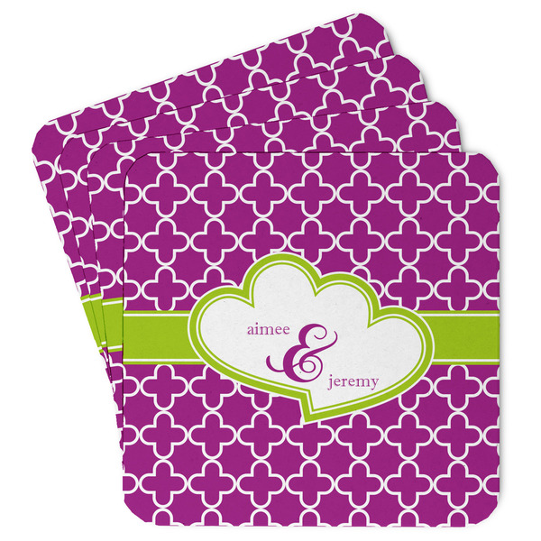 Custom Clover Paper Coasters w/ Couple's Names