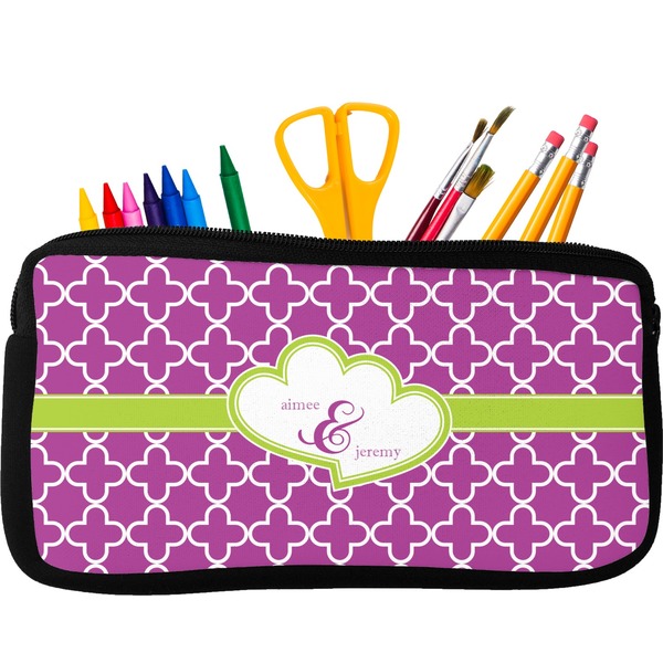 Custom Clover Neoprene Pencil Case - Small w/ Couple's Names