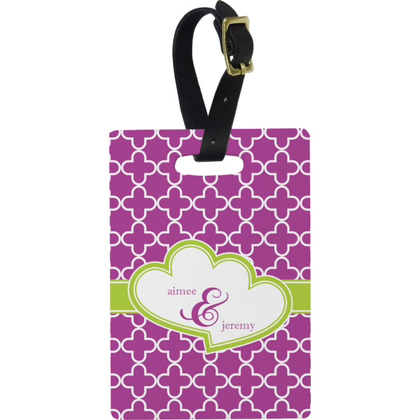 Custom Clover Plastic Luggage Tag - Rectangular w/ Couple's Names