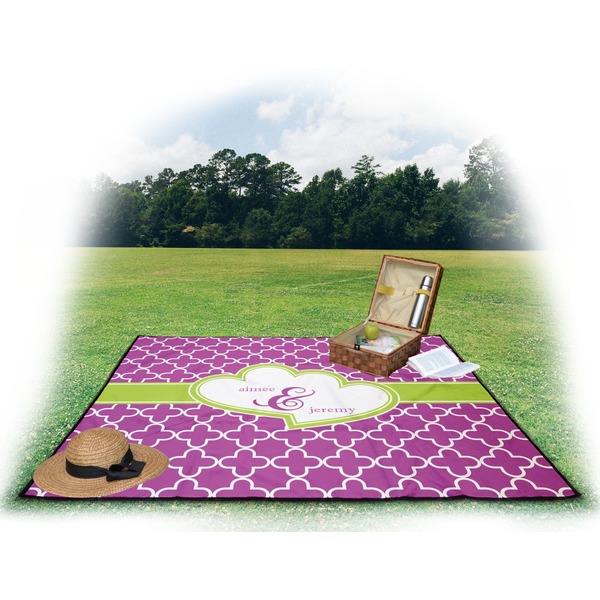Clover Picnic Blanket - with Basket Hat and Book - in Use