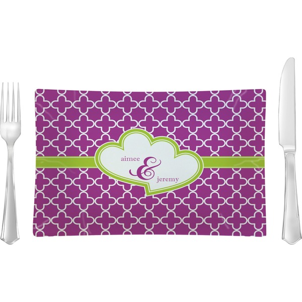 Custom Clover Rectangular Glass Lunch / Dinner Plate - Single or Set (Personalized)