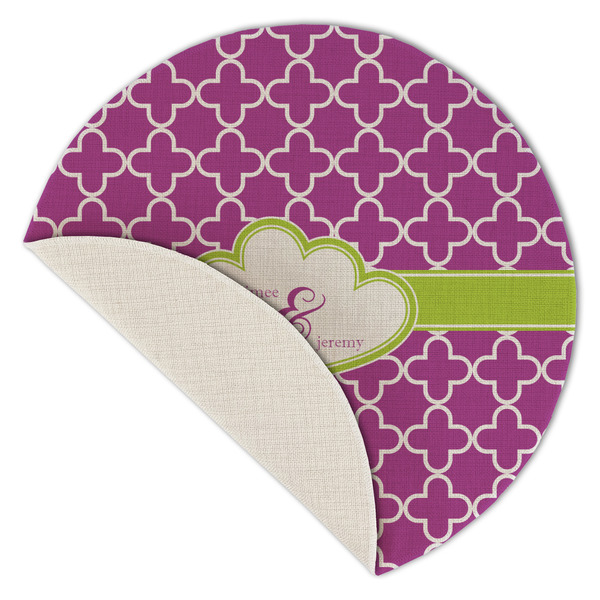 Clover Round Linen Placemats - Front (folded corner single sided)