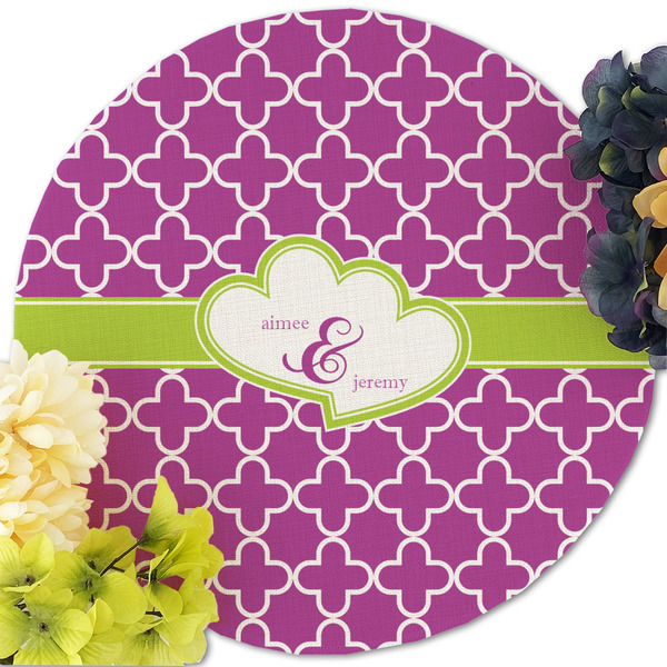 Clover Round Linen Placemats - Front (w flowers)