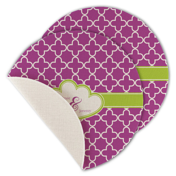 Custom Clover Round Linen Placemat - Single Sided - Set of 4 (Personalized)