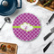 Clover Round Stone Trivet - In Context View