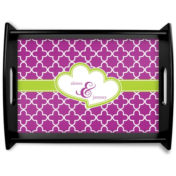 Custom Clover Black Wooden Tray - Large (Personalized)