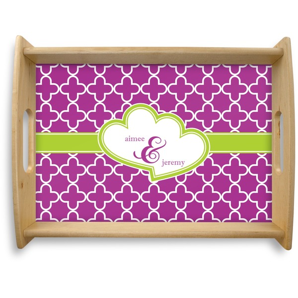 Custom Clover Natural Wooden Tray - Large (Personalized)