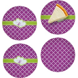 Clover Set of 4 Glass Appetizer / Dessert Plate 8" (Personalized)