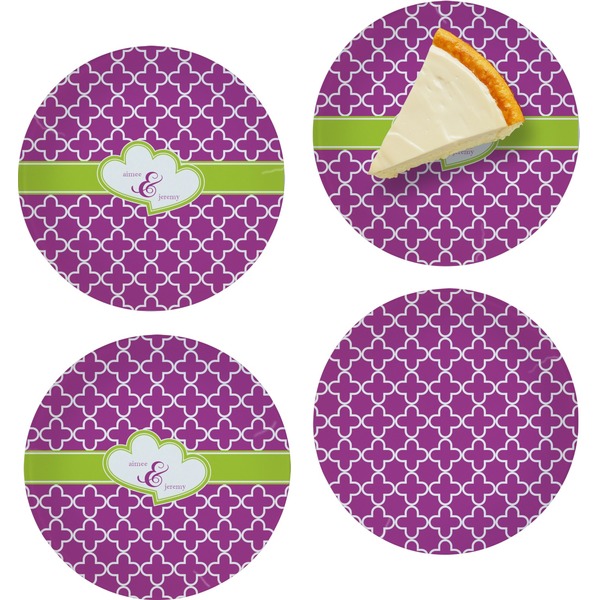Custom Clover Set of 4 Glass Appetizer / Dessert Plate 8" (Personalized)