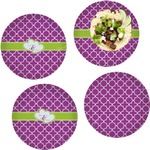 Clover Set of 4 Glass Lunch / Dinner Plate 10" (Personalized)