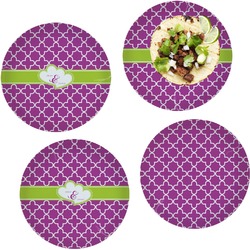 Clover Set of 4 Glass Lunch / Dinner Plate 10" (Personalized)