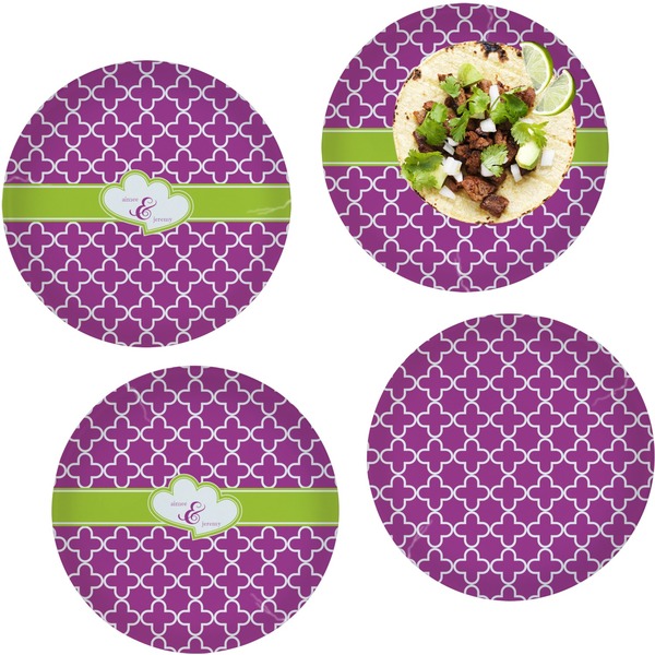 Custom Clover Set of 4 Glass Lunch / Dinner Plate 10" (Personalized)