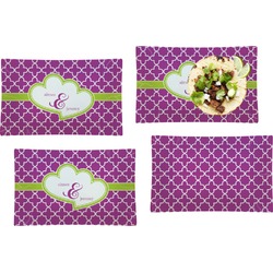 Clover Set of 4 Glass Rectangular Lunch / Dinner Plate (Personalized)
