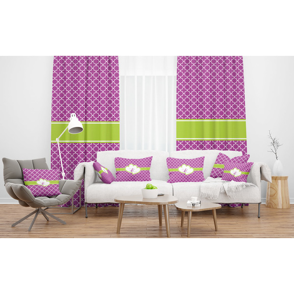 Clover Sheer and Custom Curtains in Room with Matching Pillows