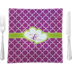 Clover 9.5" Glass Square Lunch / Dinner Plate- Single or Set of 4 (Personalized)
