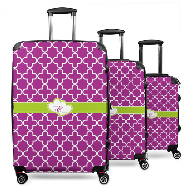 Custom Clover 3 Piece Luggage Set - 20" Carry On, 24" Medium Checked, 28" Large Checked (Personalized)