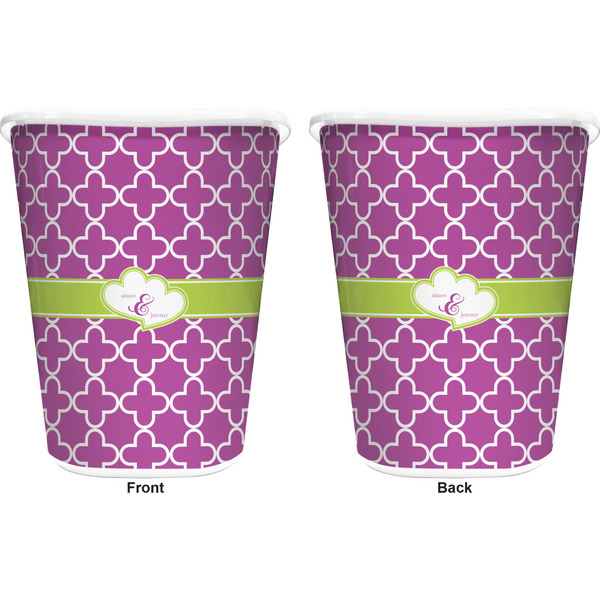 Clover Trash Can White - Front and Back - Apvl