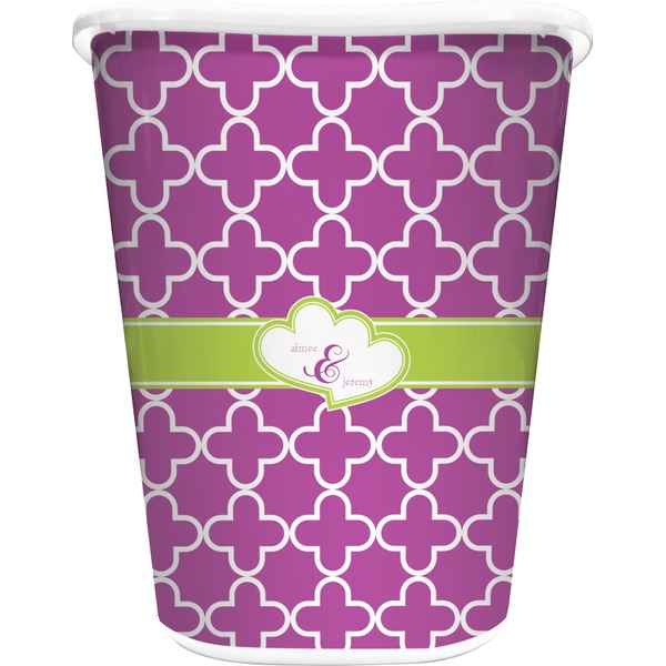 Custom Clover Waste Basket - Double Sided (White) (Personalized)