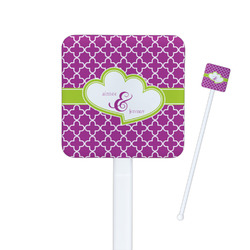 Clover Square Plastic Stir Sticks - Double Sided (Personalized)
