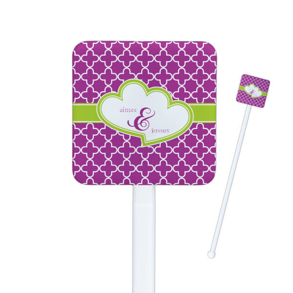 Custom Clover Square Plastic Stir Sticks (Personalized)