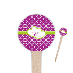 Clover 4" Round Wooden Food Picks - Single Sided (Personalized)