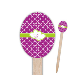Clover Oval Wooden Food Picks - Single Sided (Personalized)