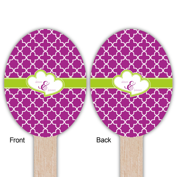 Clover Wooden Food Pick - Oval - Double Sided - Front & Back