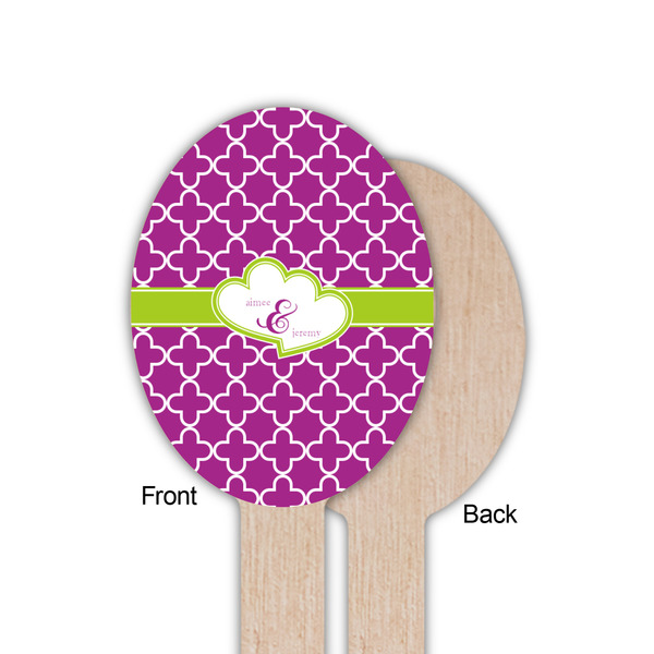 Clover Wooden Food Pick - Oval - Single Sided - Front & Back