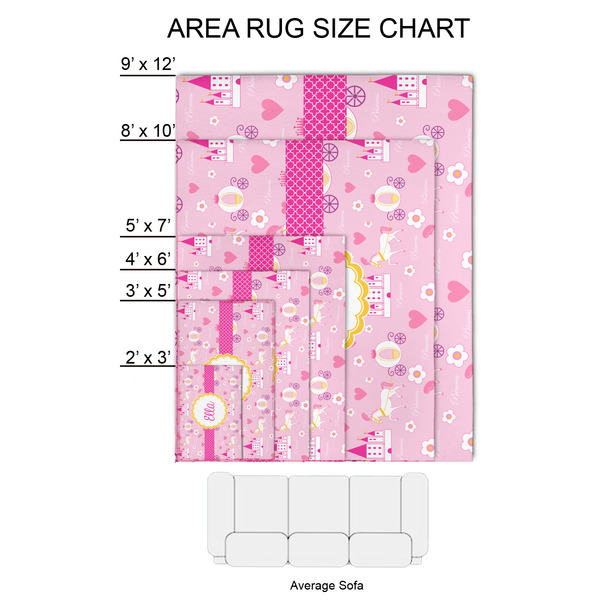 Princess Carriage 2'x3' Indoor Area Rugs - Size Chart