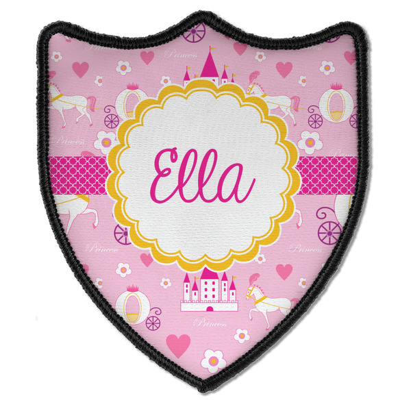 Custom Princess Carriage Iron On Shield Patch B w/ Name or Text