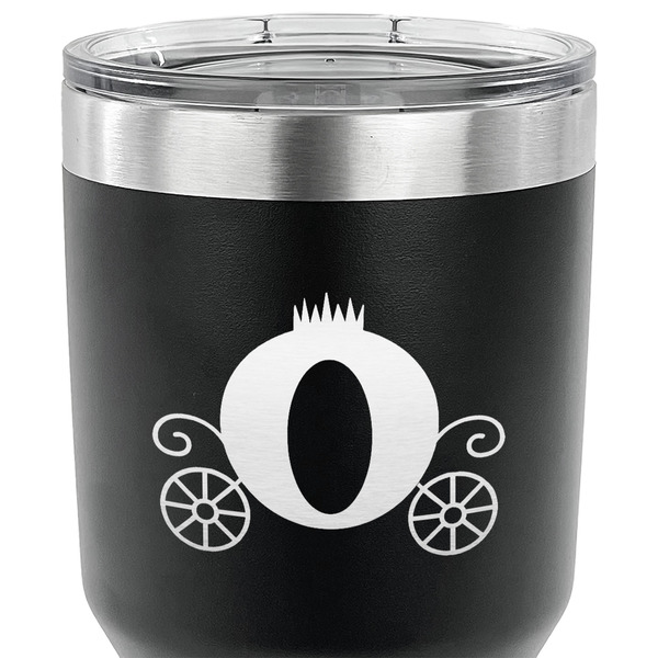 Princess Carriage 30 oz Stainless Steel Ringneck Tumbler - Black - CLOSE UP