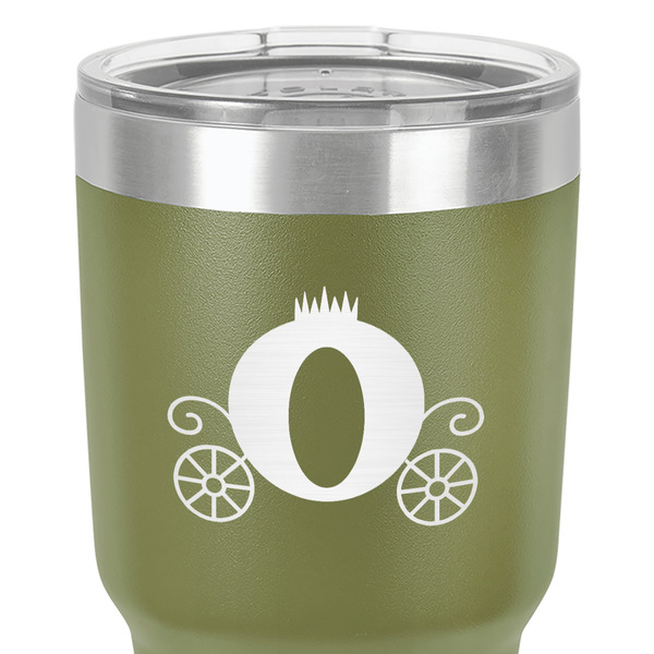 Princess Carriage 30 oz Stainless Steel Ringneck Tumbler - Olive - Close Up