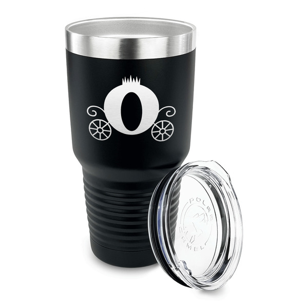 Princess Carriage 30 oz Stainless Steel Ringneck Tumblers - Black - LID OFF