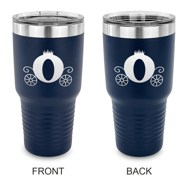 Custom Princess Carriage 30 oz Stainless Steel Tumbler - Navy - Double Sided (Personalized)