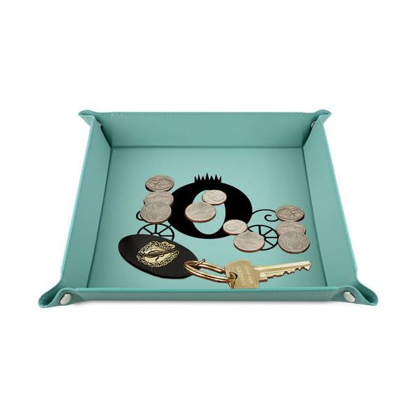 Princess Carriage 6" x 6" Teal Leatherette Snap Up Tray - STYLED