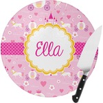 Princess Carriage Round Glass Cutting Board - Small (Personalized)