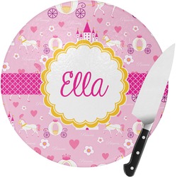 Princess Carriage Round Glass Cutting Board - Small (Personalized)