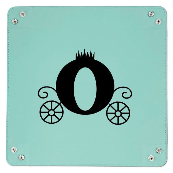 Princess Carriage 9" x 9" Teal Leatherette Snap Up Tray - APPROVAL