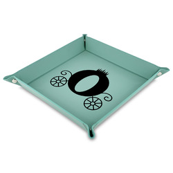 Princess Carriage 9" x 9" Teal Faux Leather Valet Tray